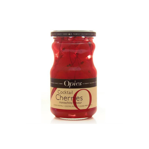 Red cocktail cherries with stems, 500g jar