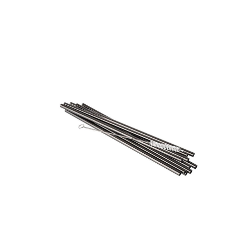 Metal Straw Gunmetal 215*6 mm 10 straws + brush