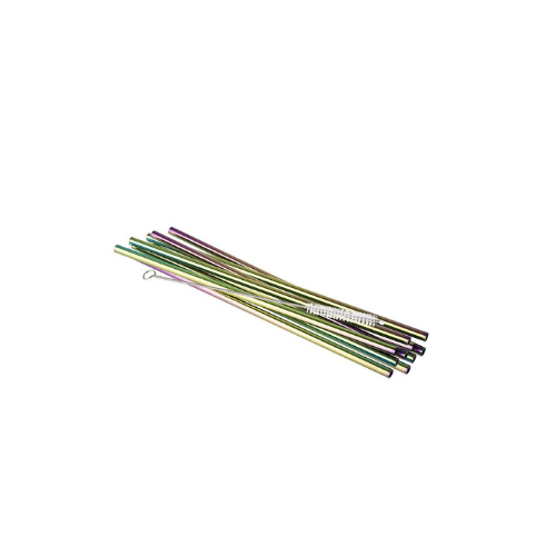 Metal Straw Rainbow 215*6 mm 10 straws + brush