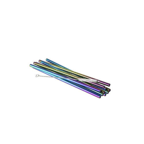 Metal Straw Rainbow 215*8 mm 10 straws + brush